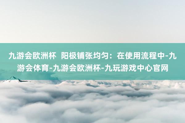 九游会欧洲杯  阳极铺张均匀：在使用流程中-九游会体育-九游会欧洲杯-九玩游戏中心官网